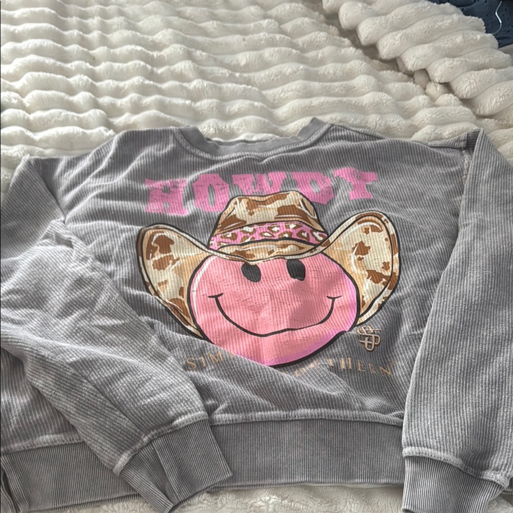 Simply Southern Gray and Pink Howdy Sweatshirt